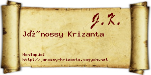 Jánossy Krizanta névjegykártya